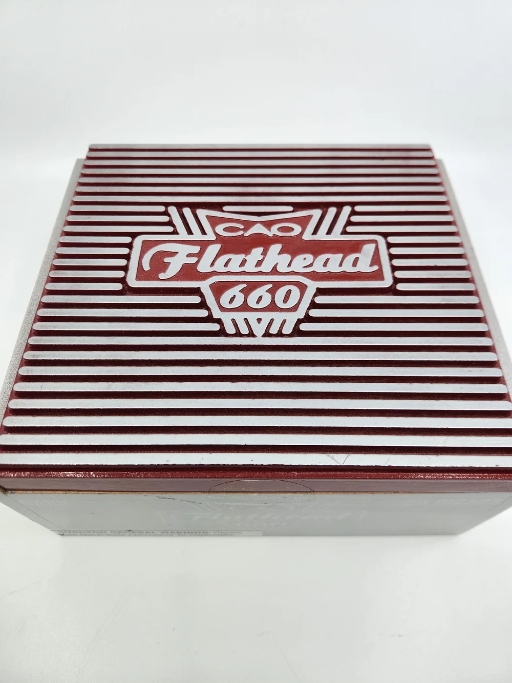 Flathead 660 Decorative Wood Cigar Box in Burgundy and Silver
